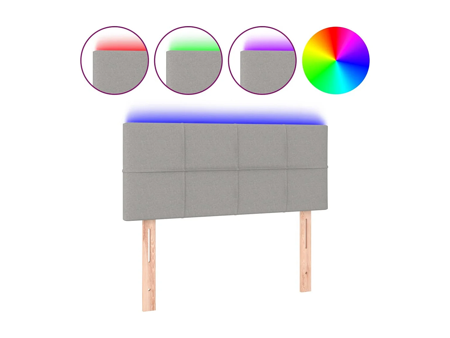 Tête de Lit | Panneau de tête pour lit Moderne à LED Gris clair 100x5x78/88 cm Tissu