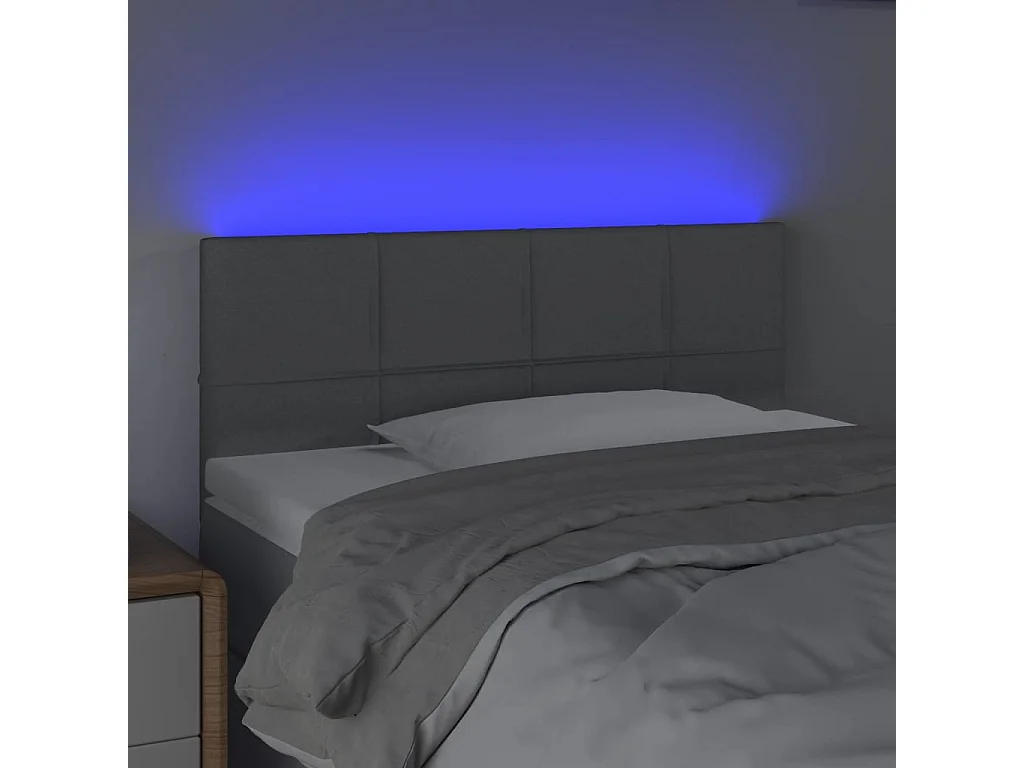 Tête de Lit | Panneau de tête pour lit Moderne à LED Gris clair 100x5x78/88 cm Tissu