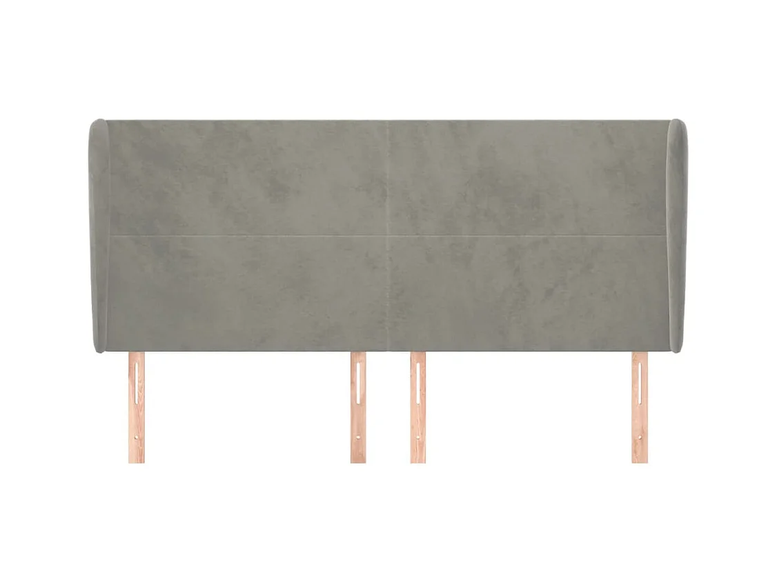 Cabecero | Cabezal de Cama | Mueble cabecero con orejas de terciopelo gris claro 183x23x118/128 cm