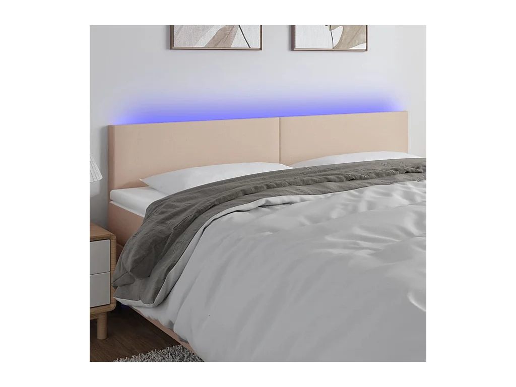 Cabecero | Cabezal de Cama | Mueble cabecero con LED cuero sintético color capuchino 160x5x78/88 cm