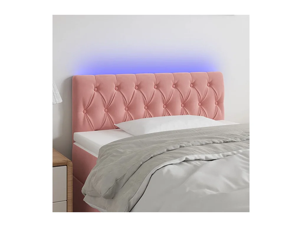 Tête de Lit | Panneau de tête pour lit Moderne à LED Rose 100x7x78/88 cm Velours