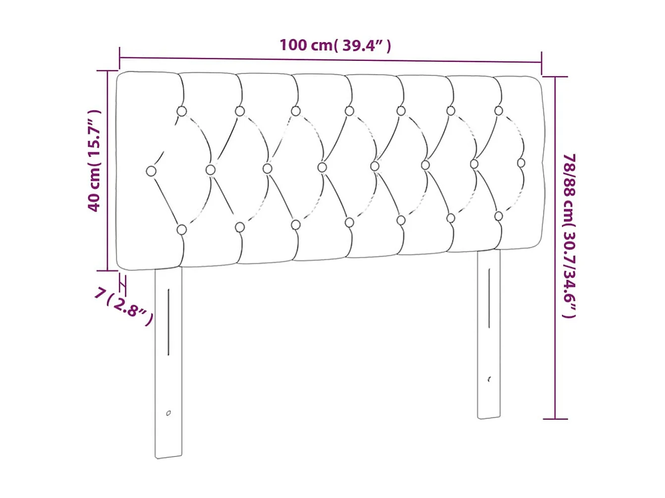 Hoofdbord | Hoofdeinde LED 100x7x78/88 cm fluweel roze