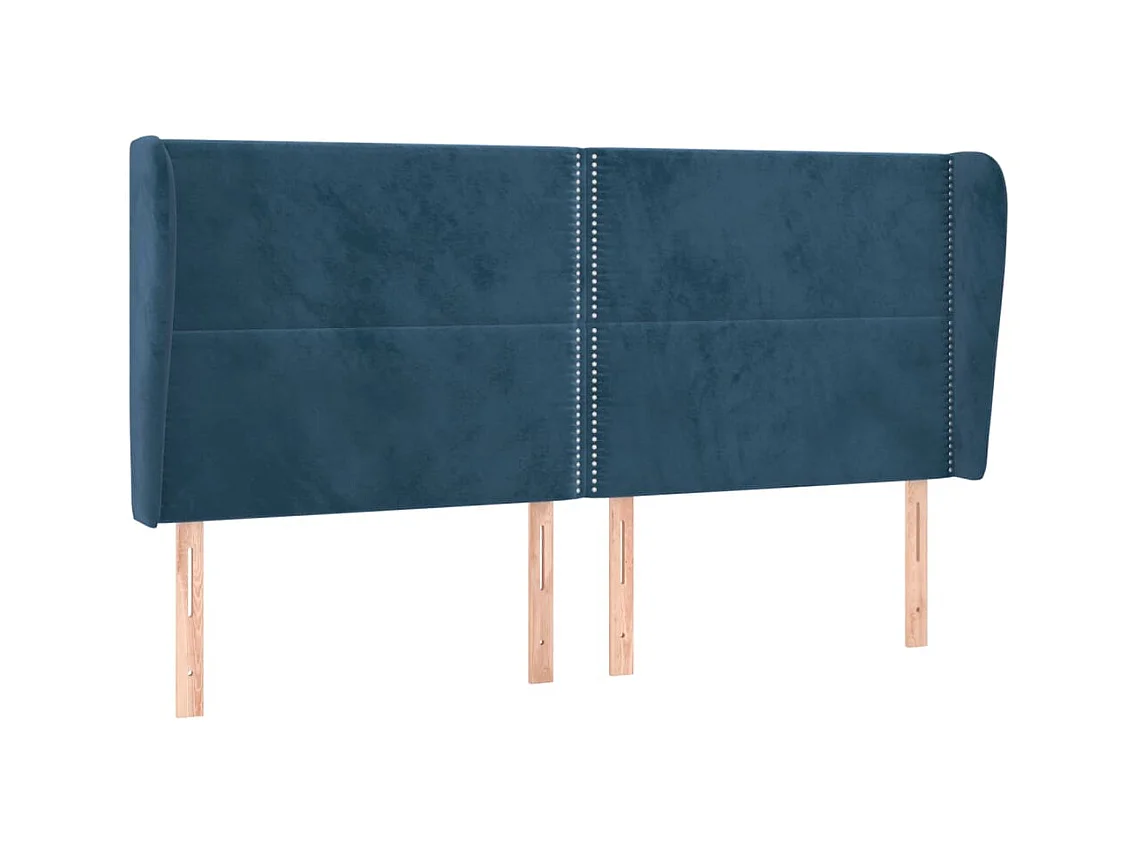 Cabecero | Cabezal de Cama | Mueble cabecero con orejas de terciopelo azul oscuro 163x23x118/128 cm