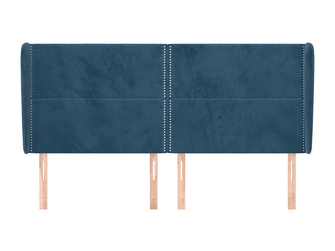 Tête de Lit | Panneau de tête pour lit Moderne avec oreilles Bleu foncé 163x23x118/128 cm Velours