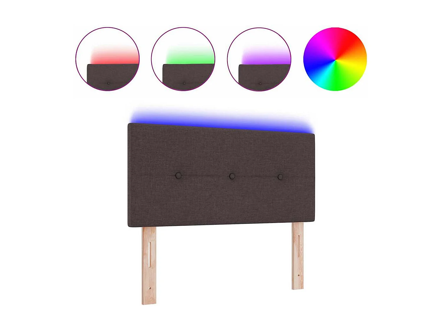 Mueble cabecero | Cabecero | Cabezal de cama LED con luces de tiras LED Marrón Oscuro 90 cm tela