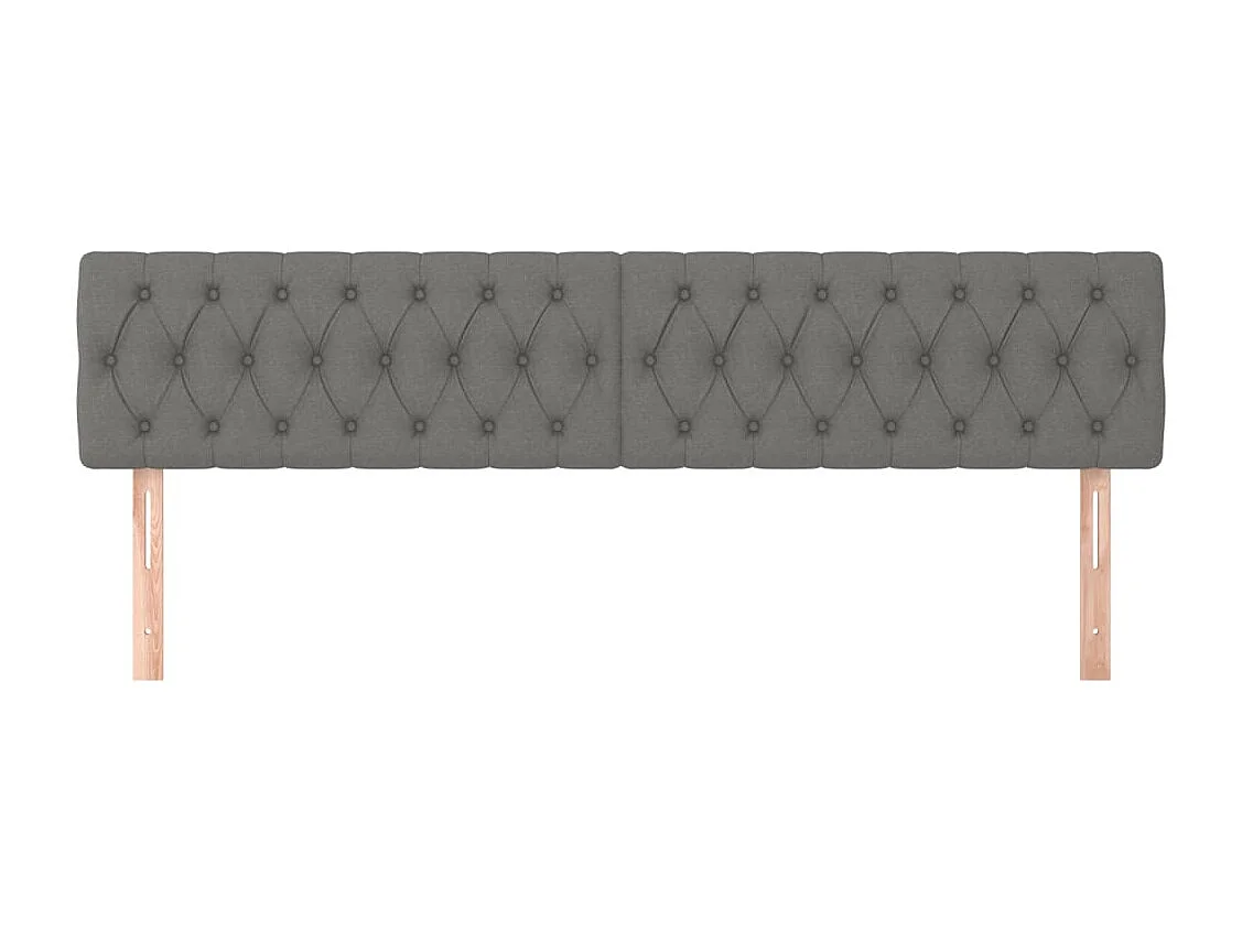 Cabeceros | Cabezal de cama | Mueble de cabecero 2 unidades de tela gris oscuro 90x7x78/88 cm