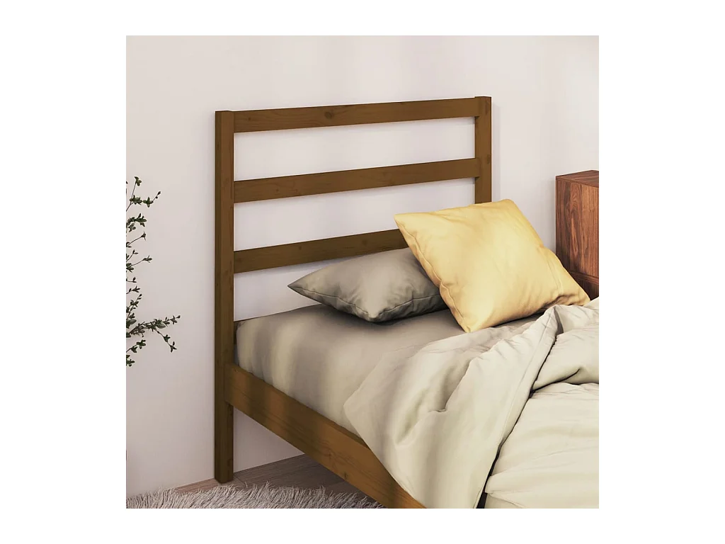 Cabecero de Cama | Cabezal de cama | Mueble de cabecero madera maciza de pino marrón miel 96x4x100 cm