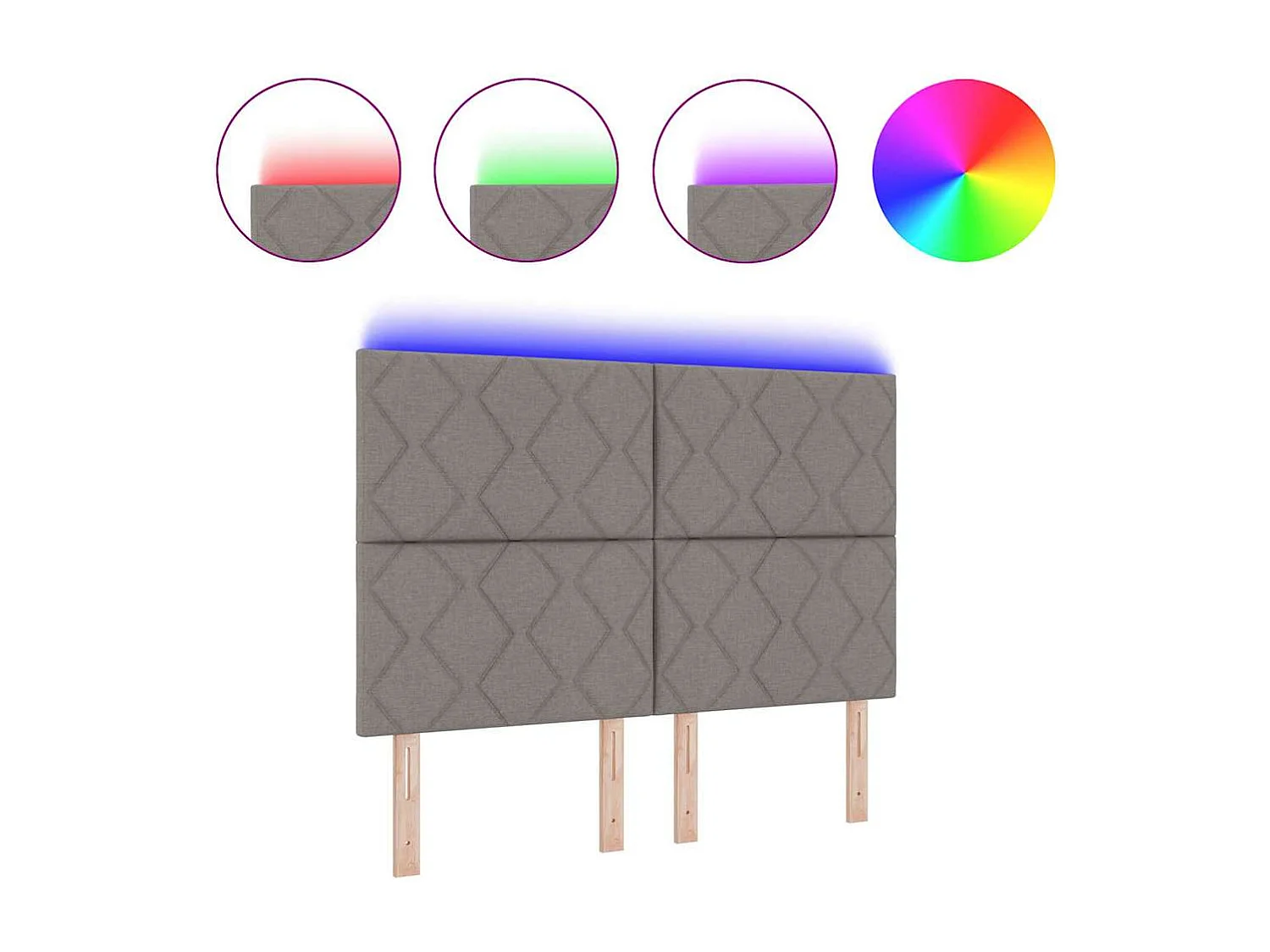 Tête de Lit | Panneau de tête pour lit Moderne avec des lumières à LED Réglable Taupe 160 cm tissu