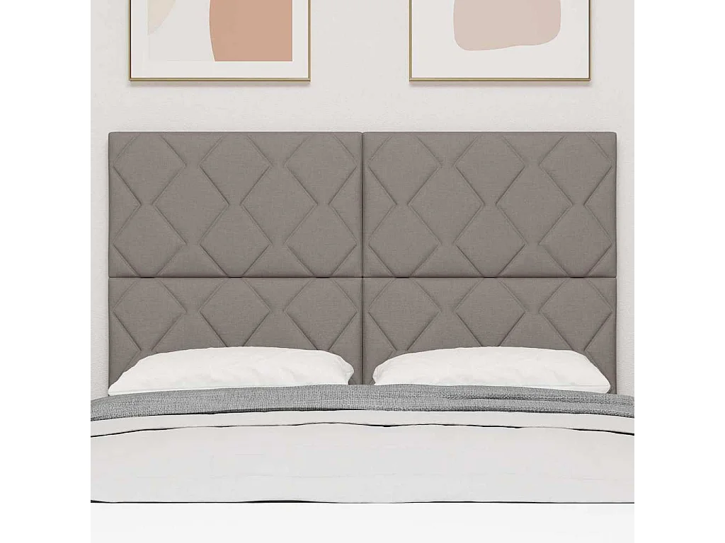 Tête de Lit | Panneau de tête pour lit Moderne avec des lumières à LED Réglable Taupe 160 cm tissu