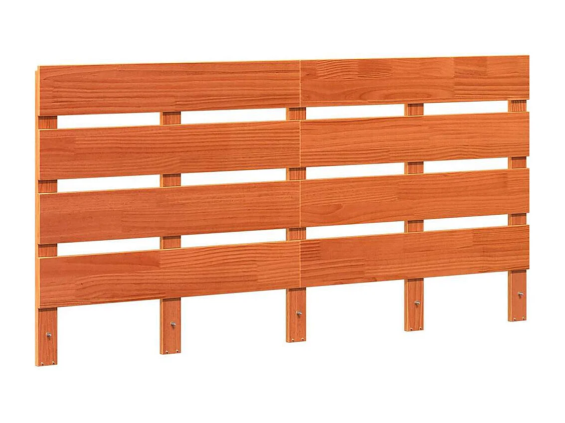 Tête de Lit | Panneau de tête pour lit Moderne en bois massif de pin marron ciré, 140 cm