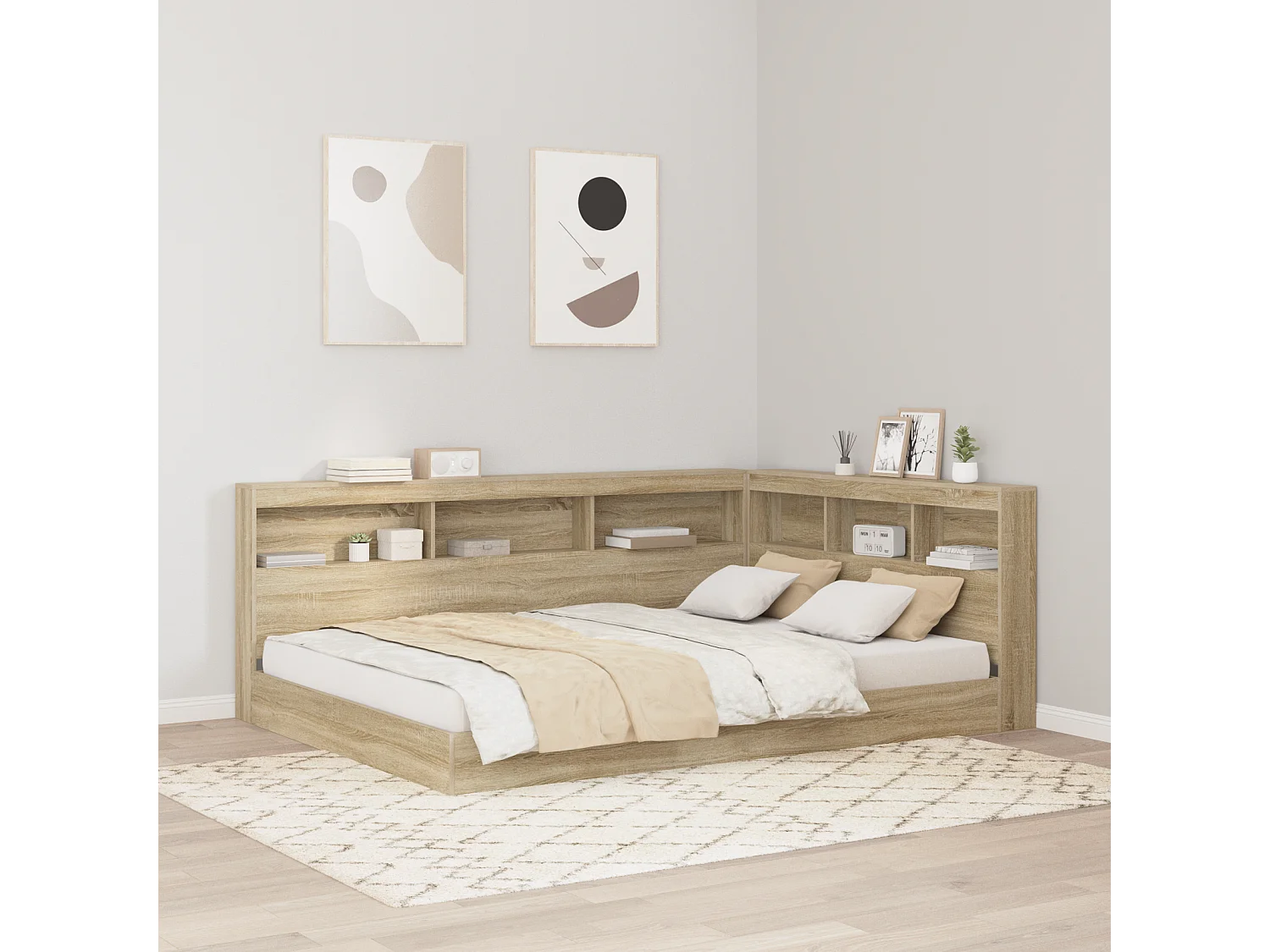 Tête de Lit de rangement | Panneau de tête pour lit Chêne sonoma 140 cm Bois d'ingénierie