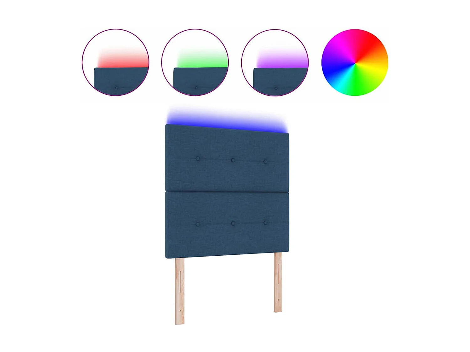 Mueble cabecero | Cabecero | Cabezal de cama LED con luces de tiras LED Manual Azul 90 cm tela