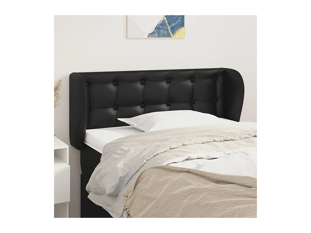 Tête de Lit | Panneau de tête pour lit Moderne avec oreilles Noir 93x23x78/88 cm Similicuir