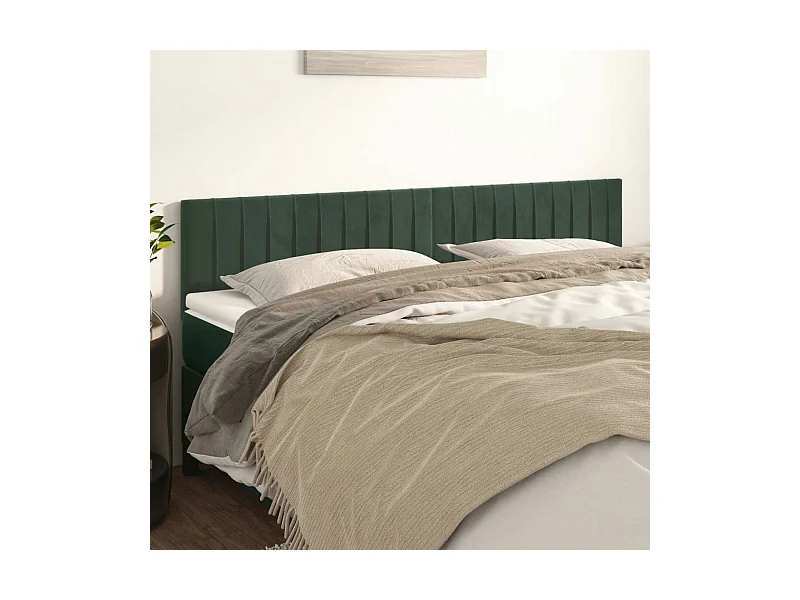 Têtes de lit | Panneaux de tête pour lit Moderne 2 pcs Vert foncé 80x5x78/88 cm Velours