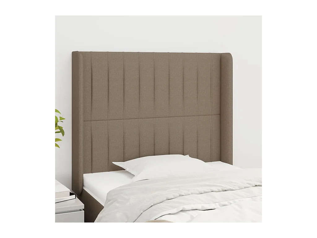 Tête de Lit | Panneau de tête pour lit Moderne avec oreilles Taupe 93x16x118/128 cm Tissu