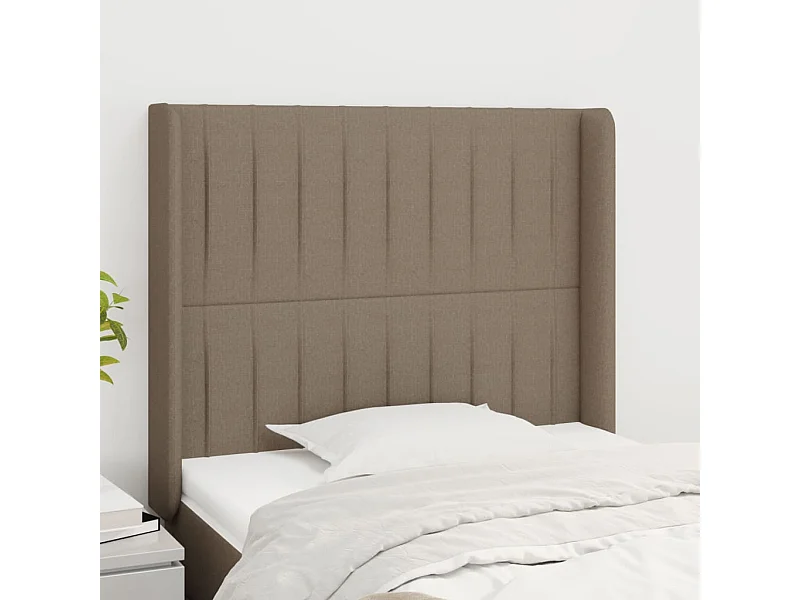 Tête de Lit | Panneau de tête pour lit Moderne avec oreilles Taupe 93x16x118/128 cm Tissu