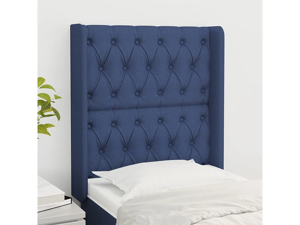 Hoofdbord | Hoofdeinde met randen 83x16x118/128 cm stof blauw