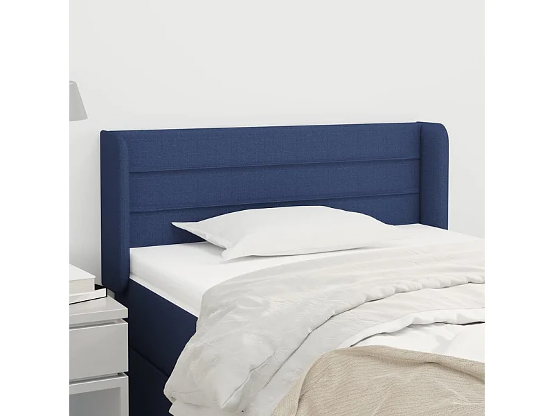 Mueble cabecero | Cabezal de cama | Cabecero de tela azul 103x16x78/88 cm