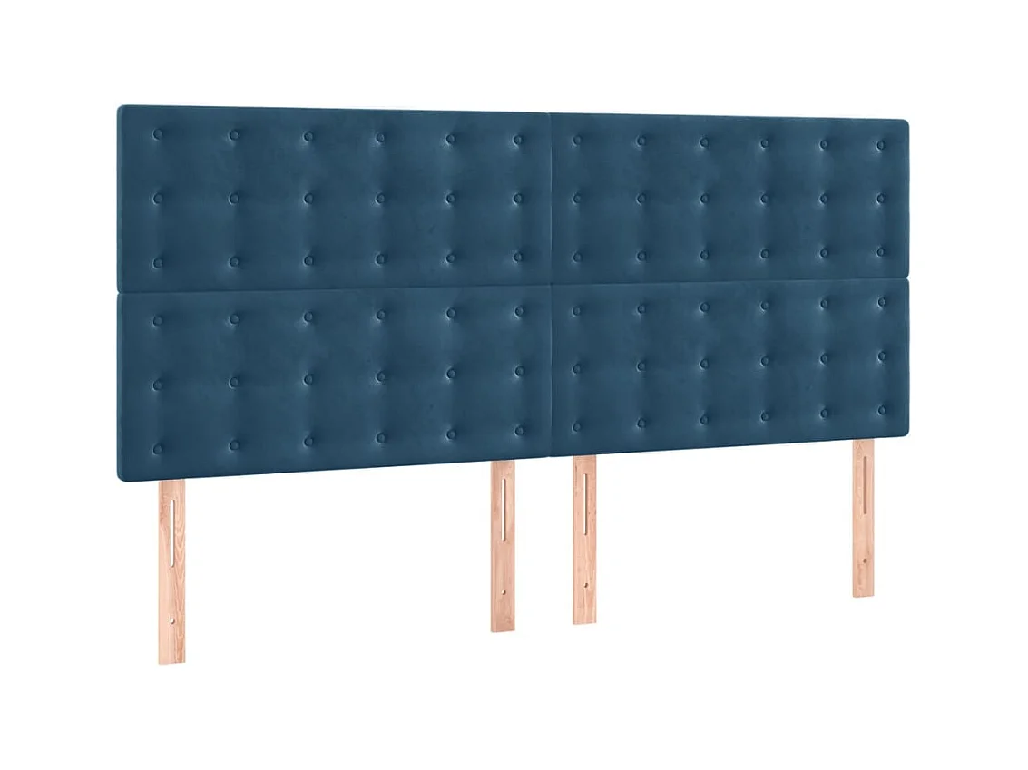 Cabeceros | Cabezal de cama | Mueble de cabecero 4 unidades de terciopelo azul oscuro 90x5x78/88 cm