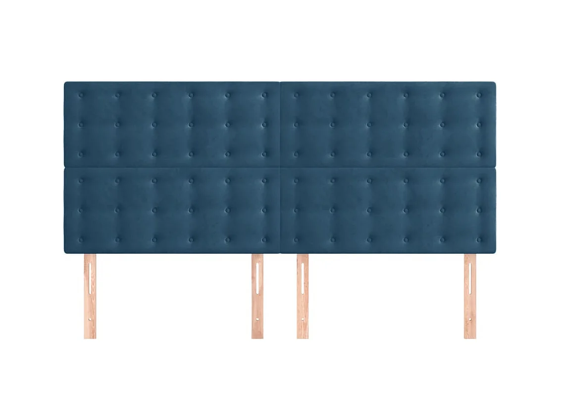 Cabeceros | Cabezal de cama | Mueble de cabecero 4 unidades de terciopelo azul oscuro 90x5x78/88 cm