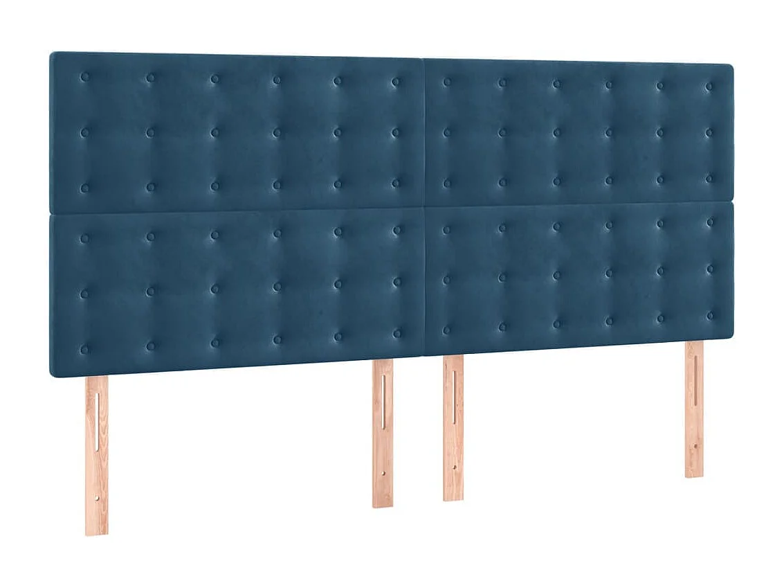 Cabeceros | Cabezal de cama | Mueble de cabecero 4 unidades de terciopelo azul oscuro 90x5x78/88 cm