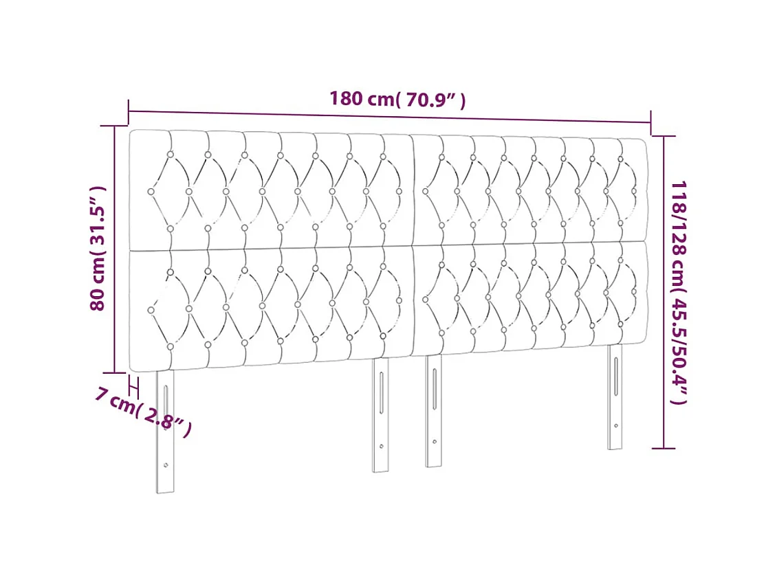 Cabecero | Cabezal de Cama | Mueble cabecero con luces LED tela gris oscuro 180x7x118/128 cm