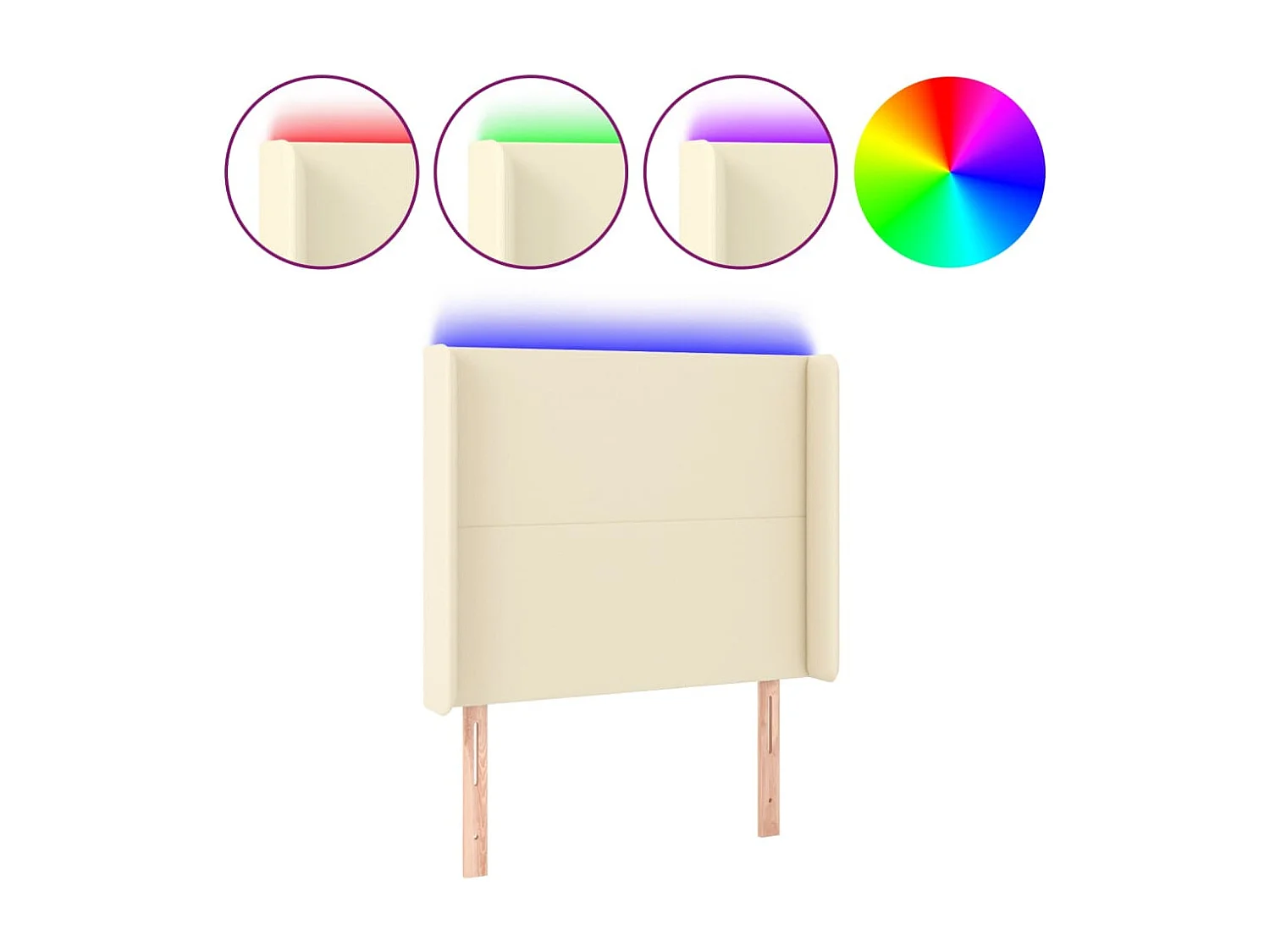 Tête de Lit | Panneau de tête pour lit Moderne à LED Crème 93x16x118/128 cm Similicuir