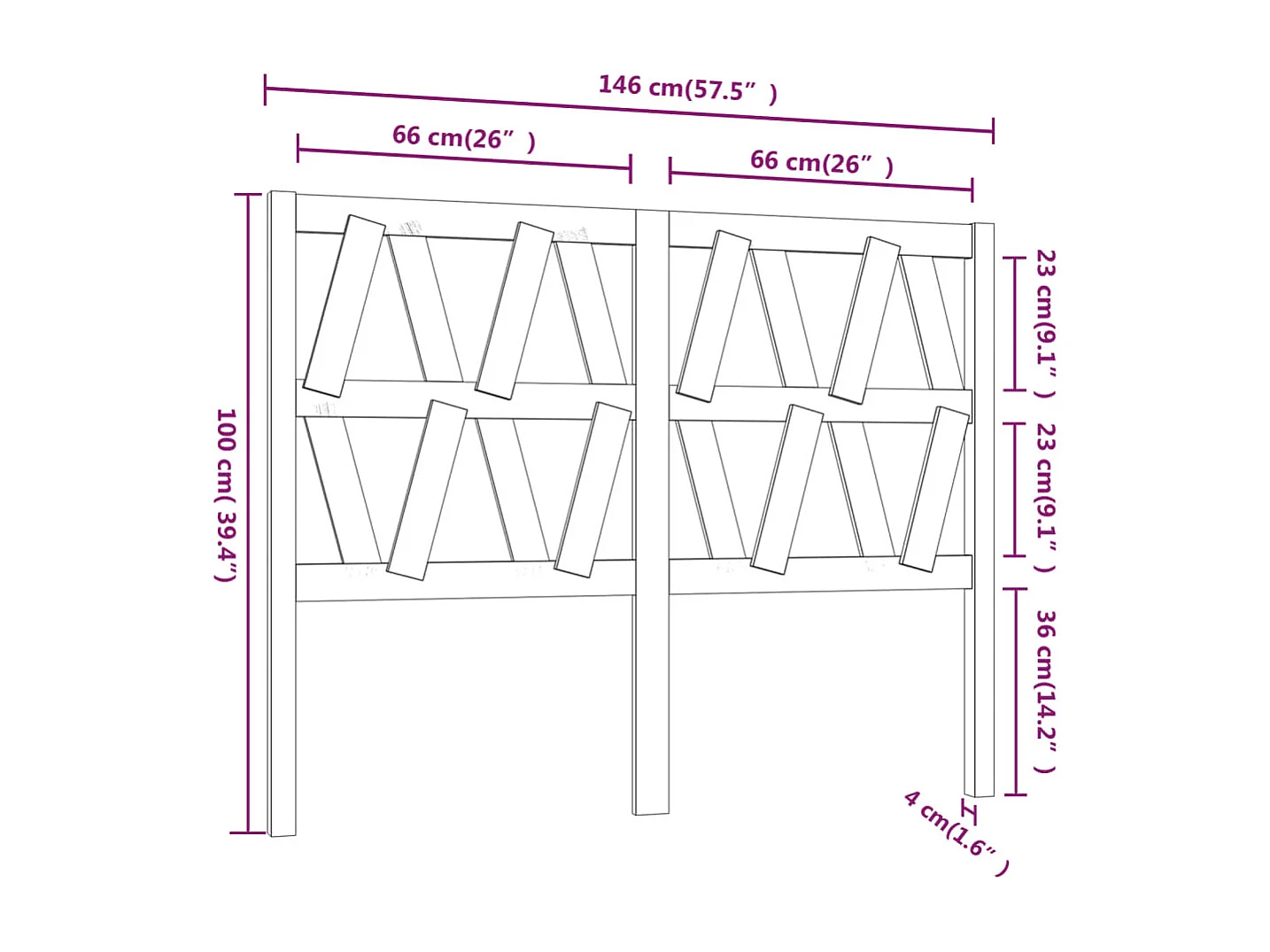 Tête de Lit | Panneau de tête pour lit Moderne 146x4x100 cm Bois massif de pin