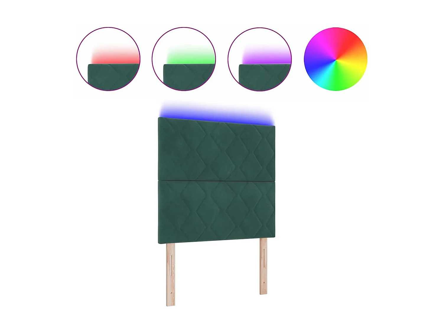 Tête de Lit | Panneau de tête pour lit Moderne LED Geometric Manuel Vert foncé 90 cm Velours