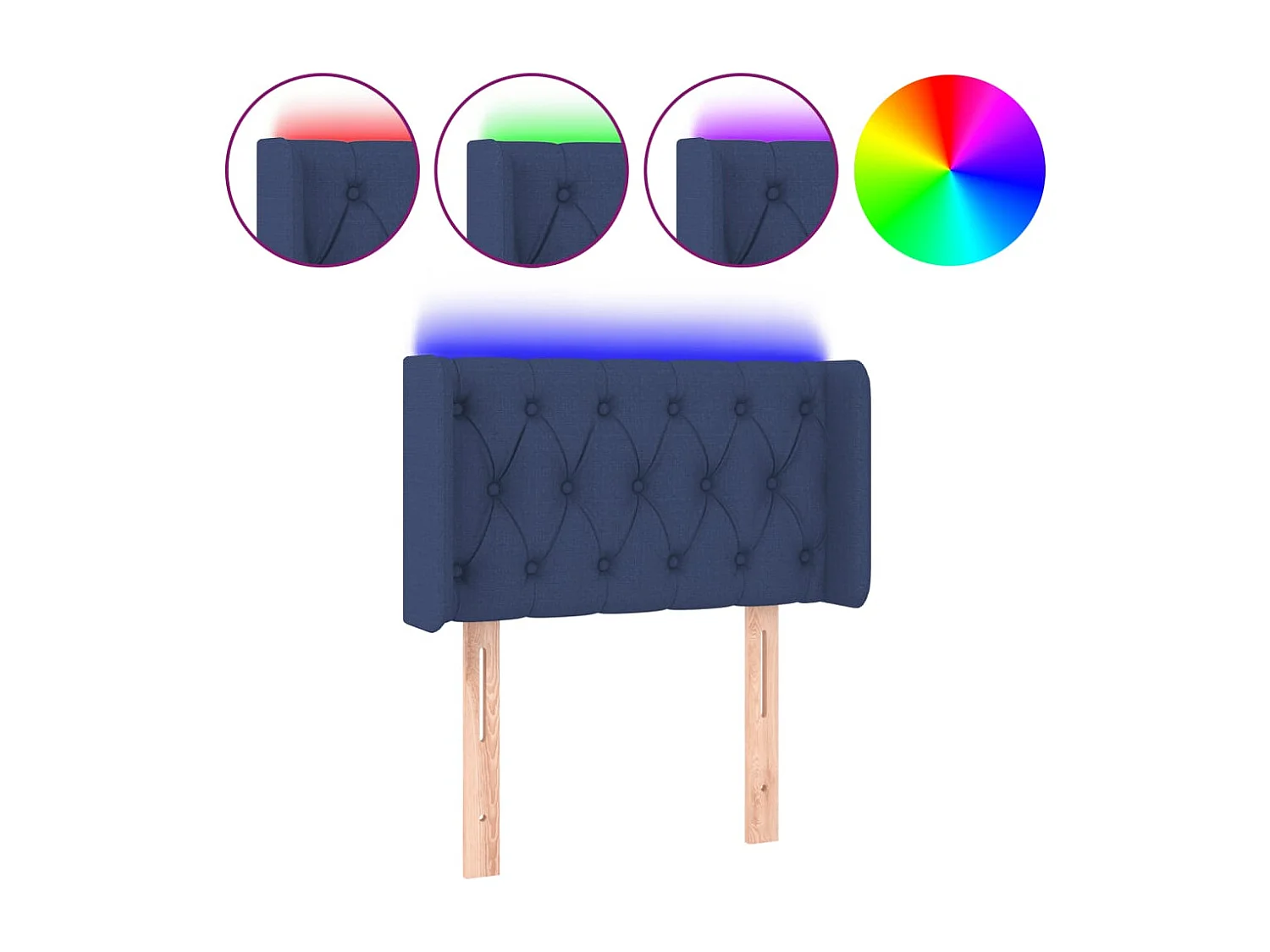 Tête de Lit | Panneau de tête pour lit Moderne à LED Bleu 83x16x78/88 cm Tissu