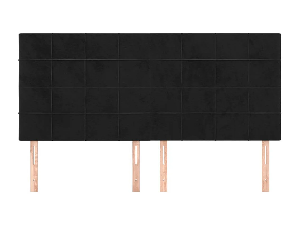 Cabeceros | Cabezal de cama | Mueble de cabecero 4 unidades de terciopelo negro 90x5x78/88 cm