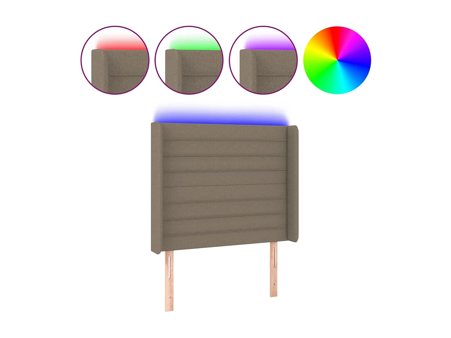 Hoofdbord | Hoofdeinde LED 93x16x118/128 cm stof taupe