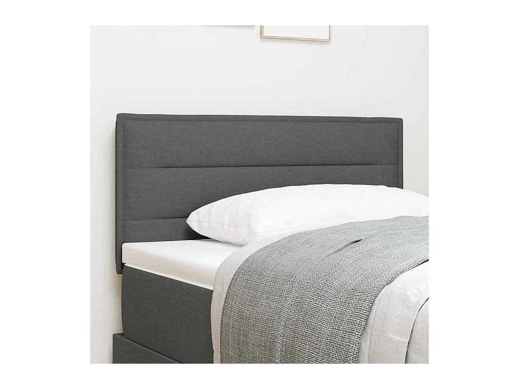 Mueble cabecero | Cabecero | Cabezal de cama LED con luces de tiras LED Gris oscuro 90 cm tela