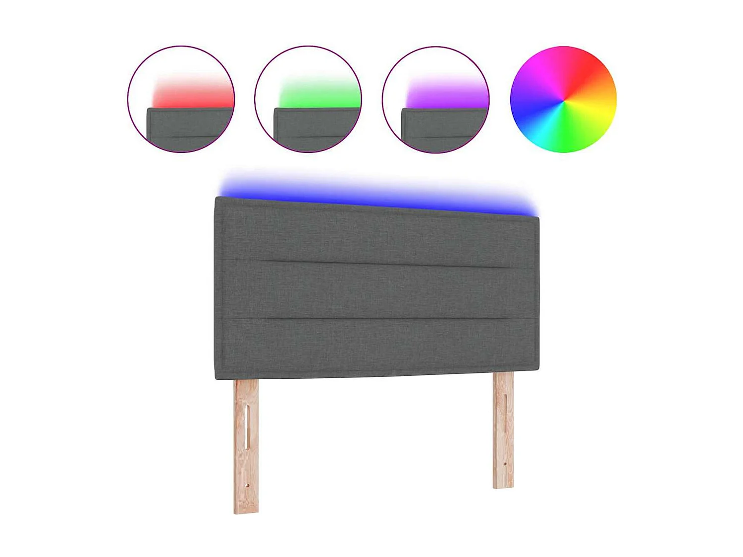 Tête de Lit | Panneau de tête pour lit Moderne LED avec des lumières à LED Gris foncé 90 cm tissu