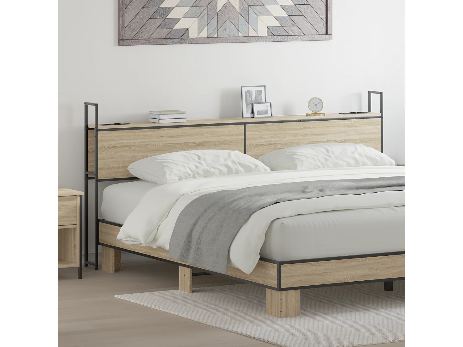 Tête de Lit de rangement | Panneau de tête pour lit Chêne sonoma 180 cm Bois d'ingénierie