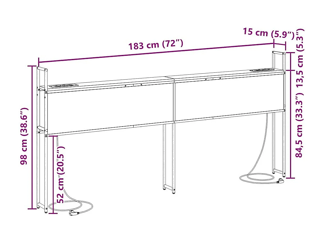 Tête de Lit de rangement | Panneau de tête pour lit Chêne sonoma 180 cm Bois d'ingénierie