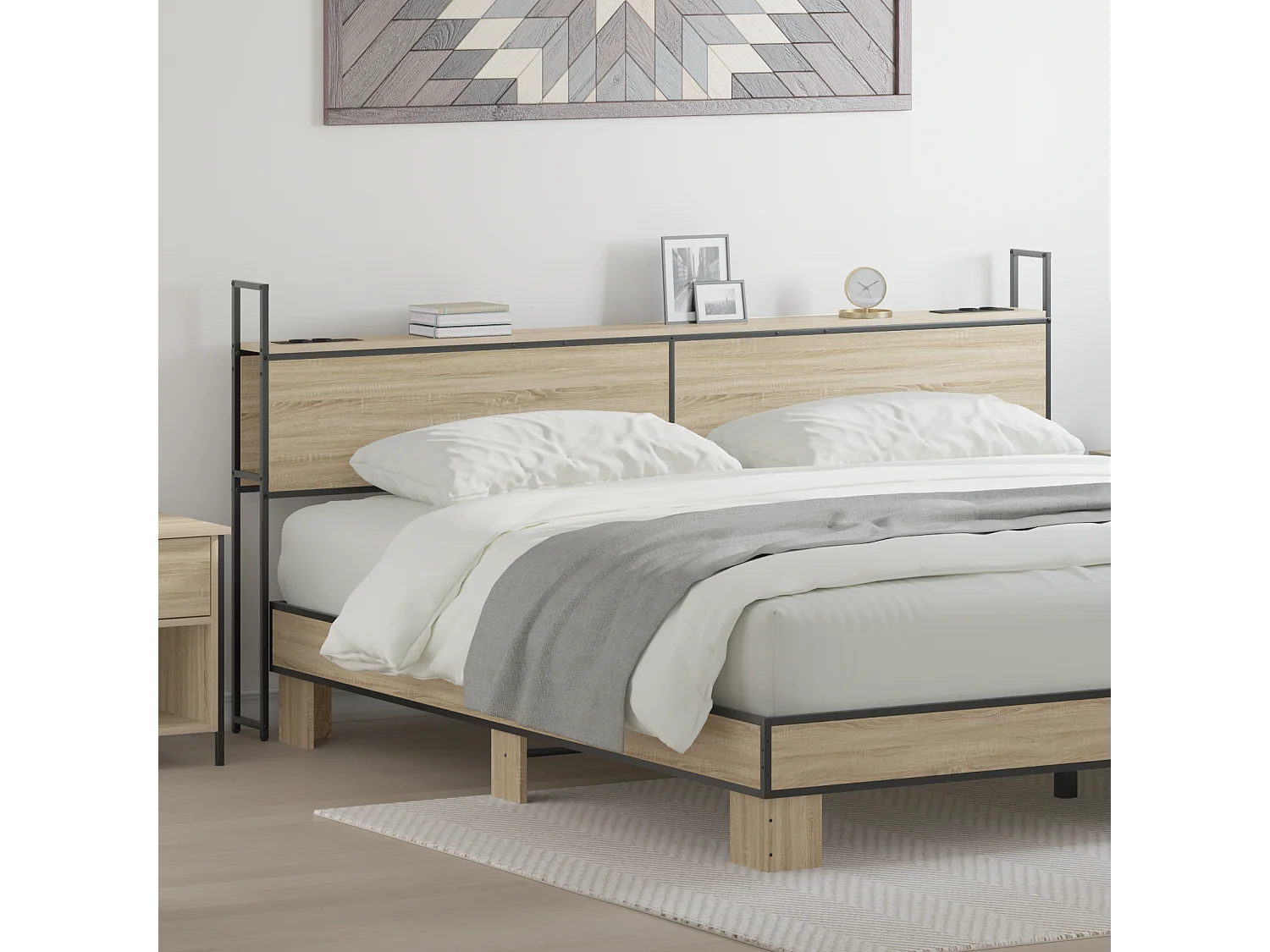 Tête de Lit de rangement | Panneau de tête pour lit Chêne sonoma 180 cm Bois d'ingénierie