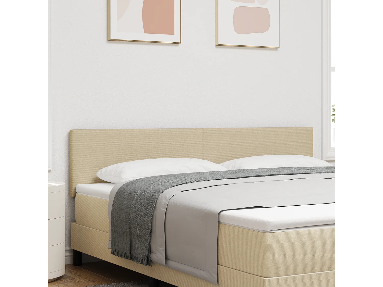 Cabecero con cabecera | Cabezal de cama Verde grisáceo 180 cm Tela de Rayas