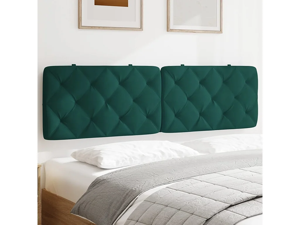 Tête de lit | Coussin de tête de lit | Tête de lit décoratif vert foncé 180 cm velours