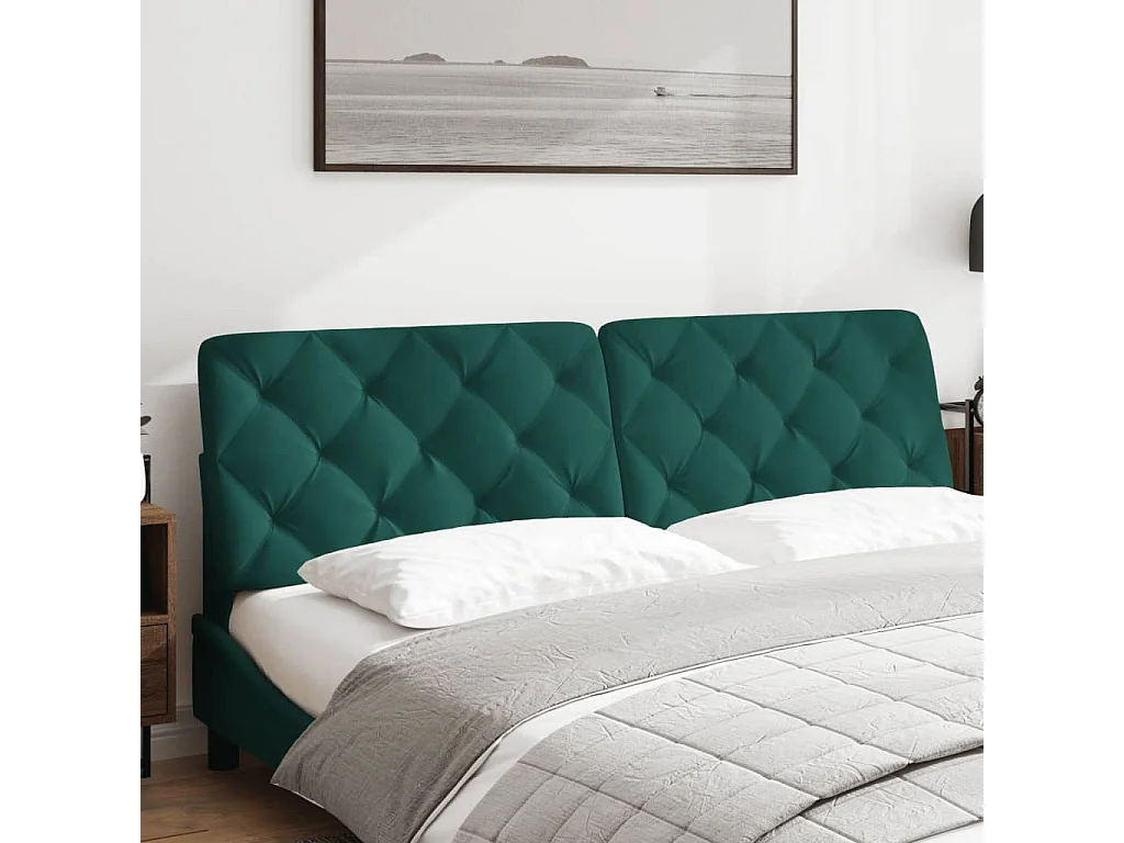 Tête de lit | Coussin de tête de lit | Tête de lit décoratif vert foncé 180 cm velours