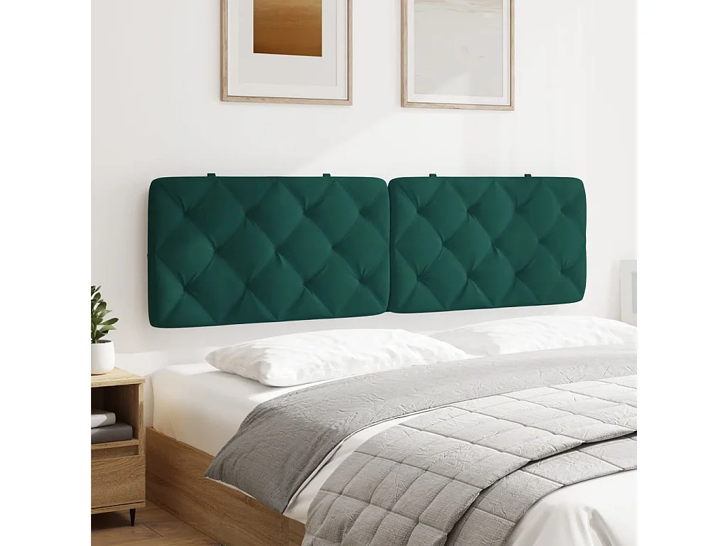 Tête de lit | Coussin de tête de lit | Tête de lit décoratif vert foncé 180 cm velours