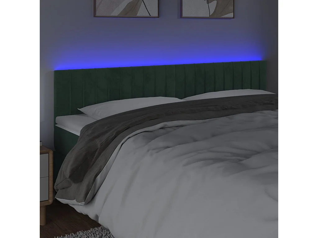 Hoofdbord | Hoofdeinde LED 200x5x78/88 cm fluweel donkergroen