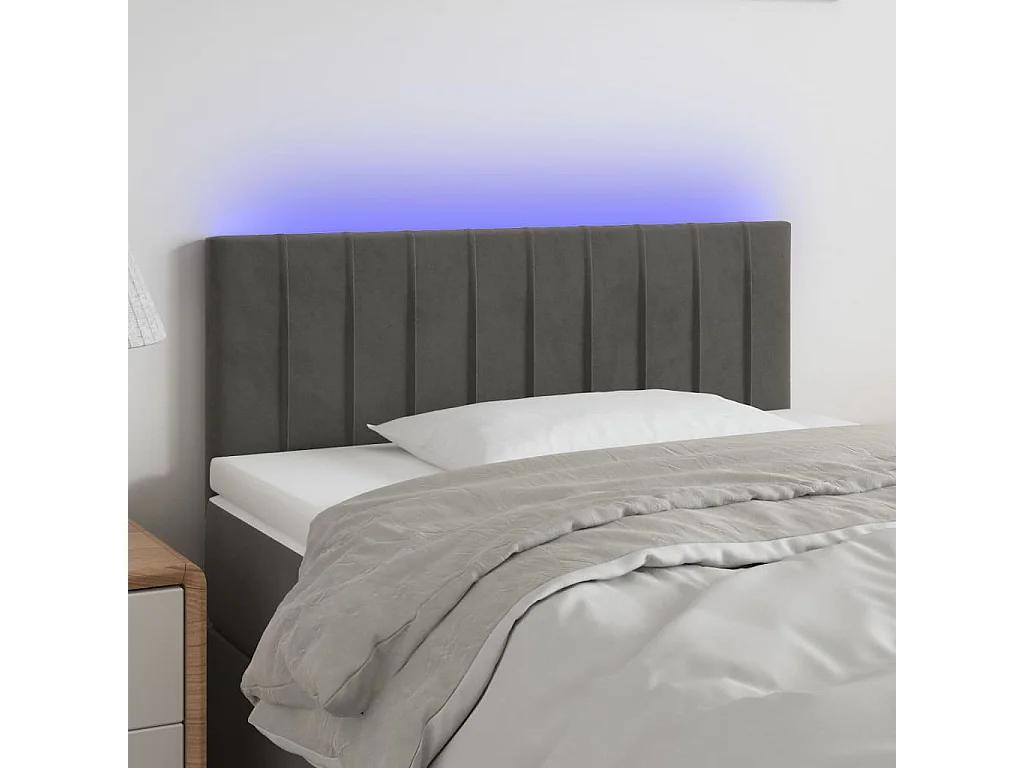 Hoofdbord | Hoofdeinde LED 90x5x78/88 cm fluweel donkergrijs