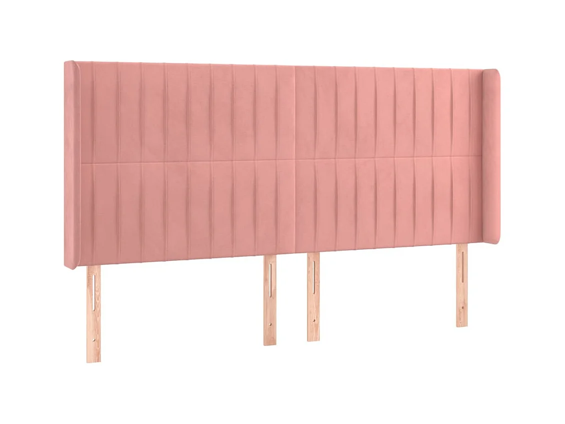 Tête de Lit | Panneau de tête pour lit Moderne avec oreilles Rose 163x16x118/128 cm Velours