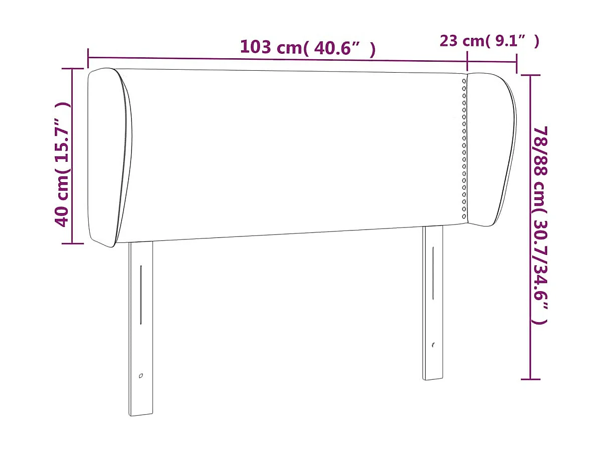 Tête de Lit | Panneau de tête pour lit Moderne avec oreilles Noir 103x23x78/88 cm Similicuir