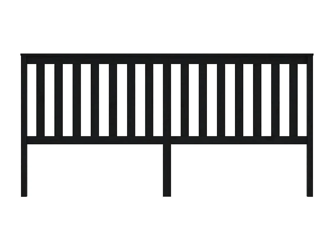 Tête de Lit | Panneau de tête pour lit Moderne Noir 206x6x101 cm Bois massif de pin