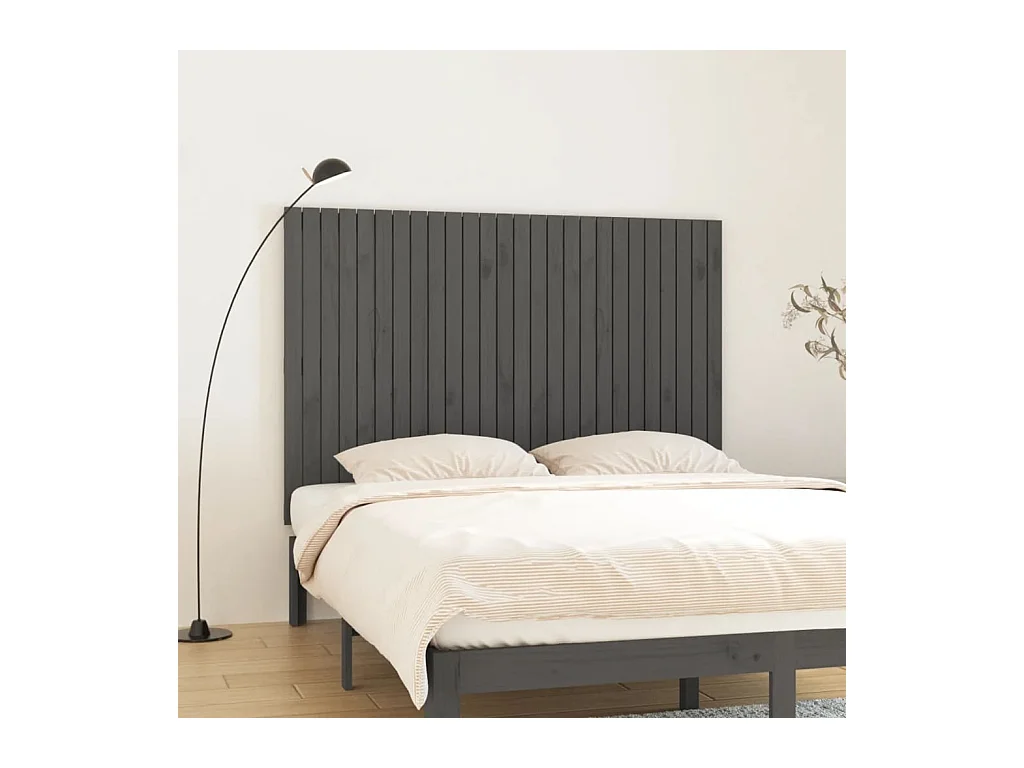 Tête de lit murale | Panneau de tête pour lit Moderne  Gris 166x3x110 cm Bois massif de pin