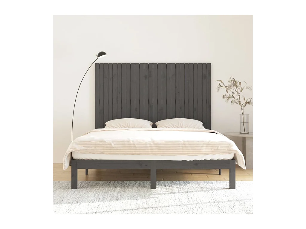 Tête de lit murale | Panneau de tête pour lit Moderne  Gris 166x3x110 cm Bois massif de pin
