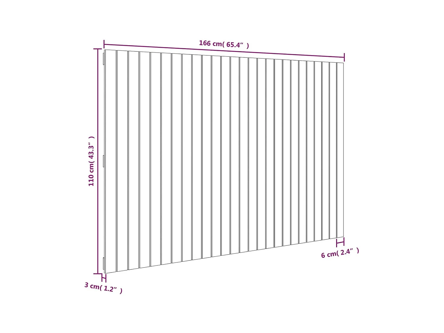 Tête de lit murale | Panneau de tête pour lit Moderne  Gris 166x3x110 cm Bois massif de pin