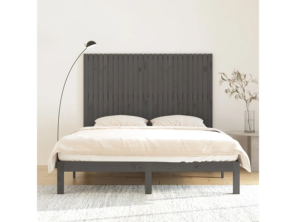 Tête de lit murale | Panneau de tête pour lit Moderne  Gris 166x3x110 cm Bois massif de pin